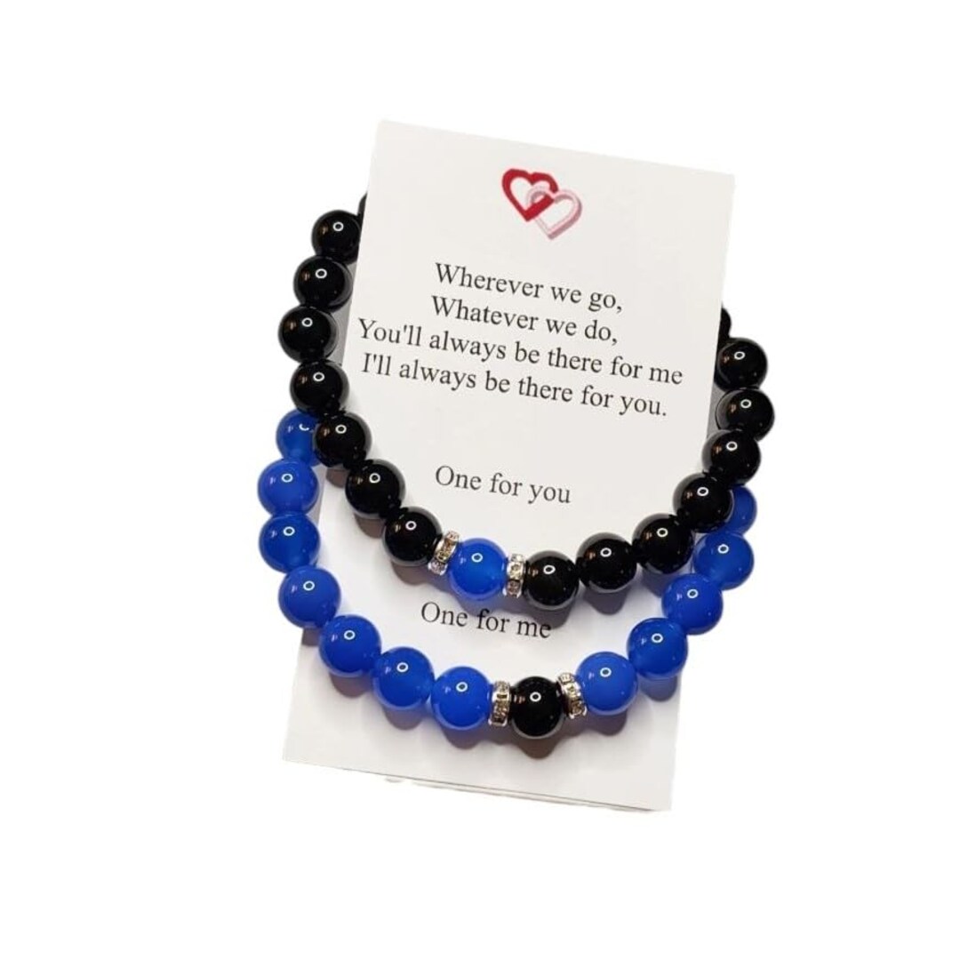 Magnetic Couples Bracelet Set Blue Agate and Black Obsidian, Distance Bracelets, His and Her bracelets, Matching bracelets MakerPlace by Michaels